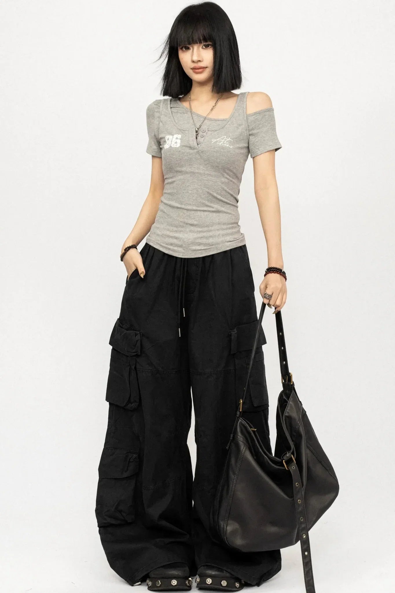 Retro Asymmetrical Black Top