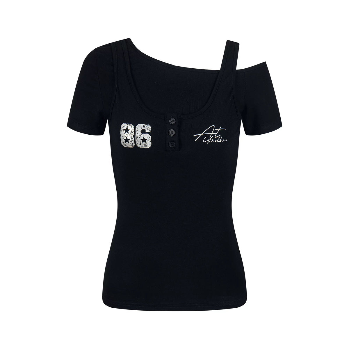 Retro Asymmetrical Black Top