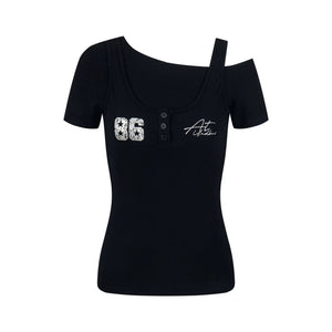 Retro Asymmetrical Black Top