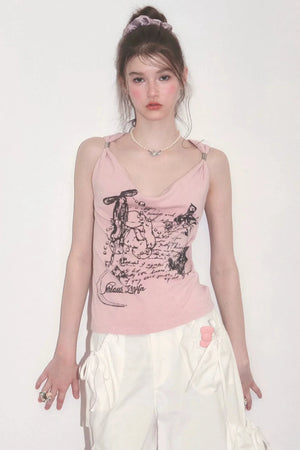 Retro Atmosphere Swing-Neck Camisole