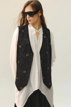 Retro Beaded Vest & Skirt Set-Up