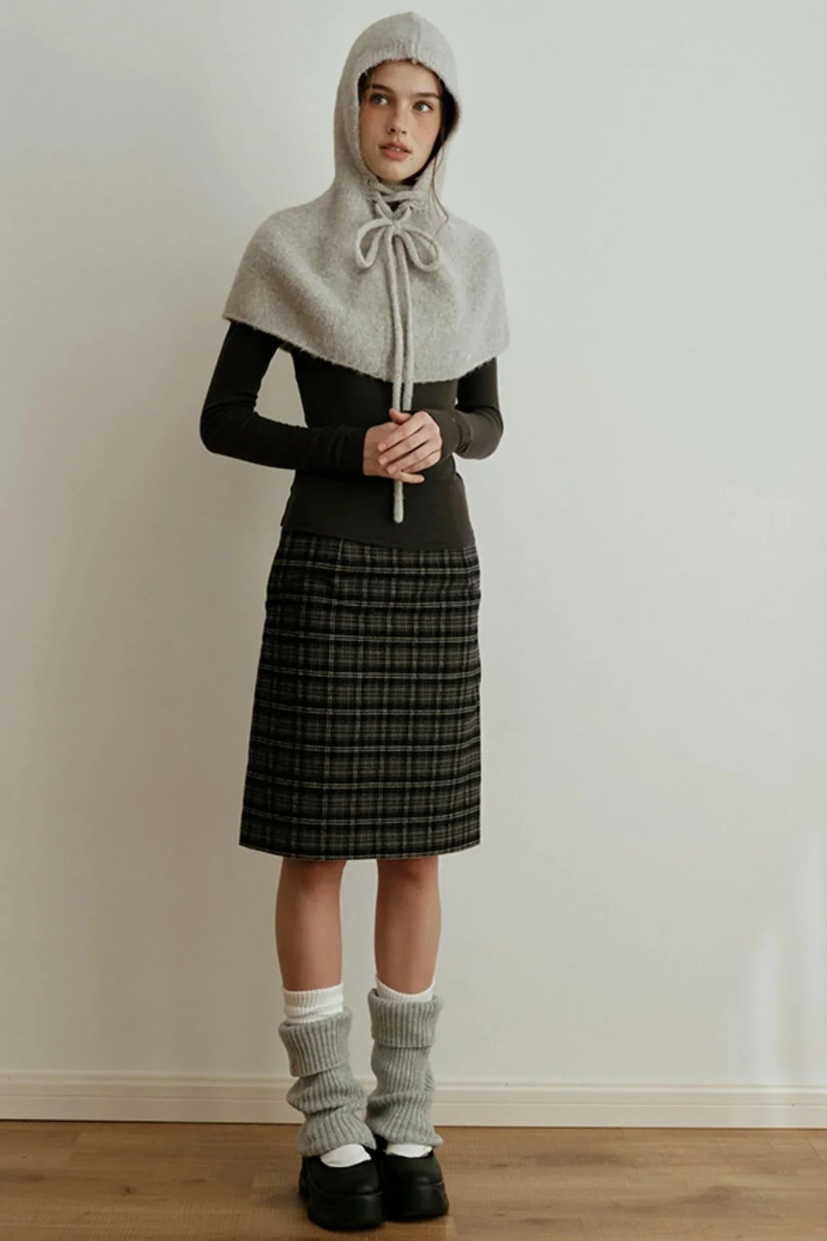 Retro Bias-Cut Plaid Skirt