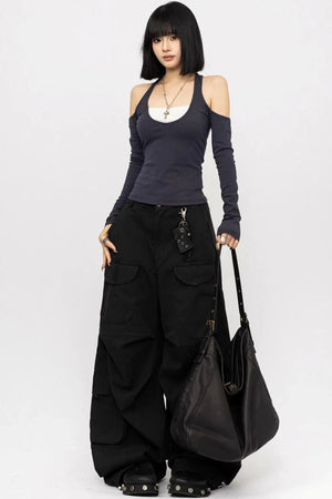 Retro Black Cargo Pants