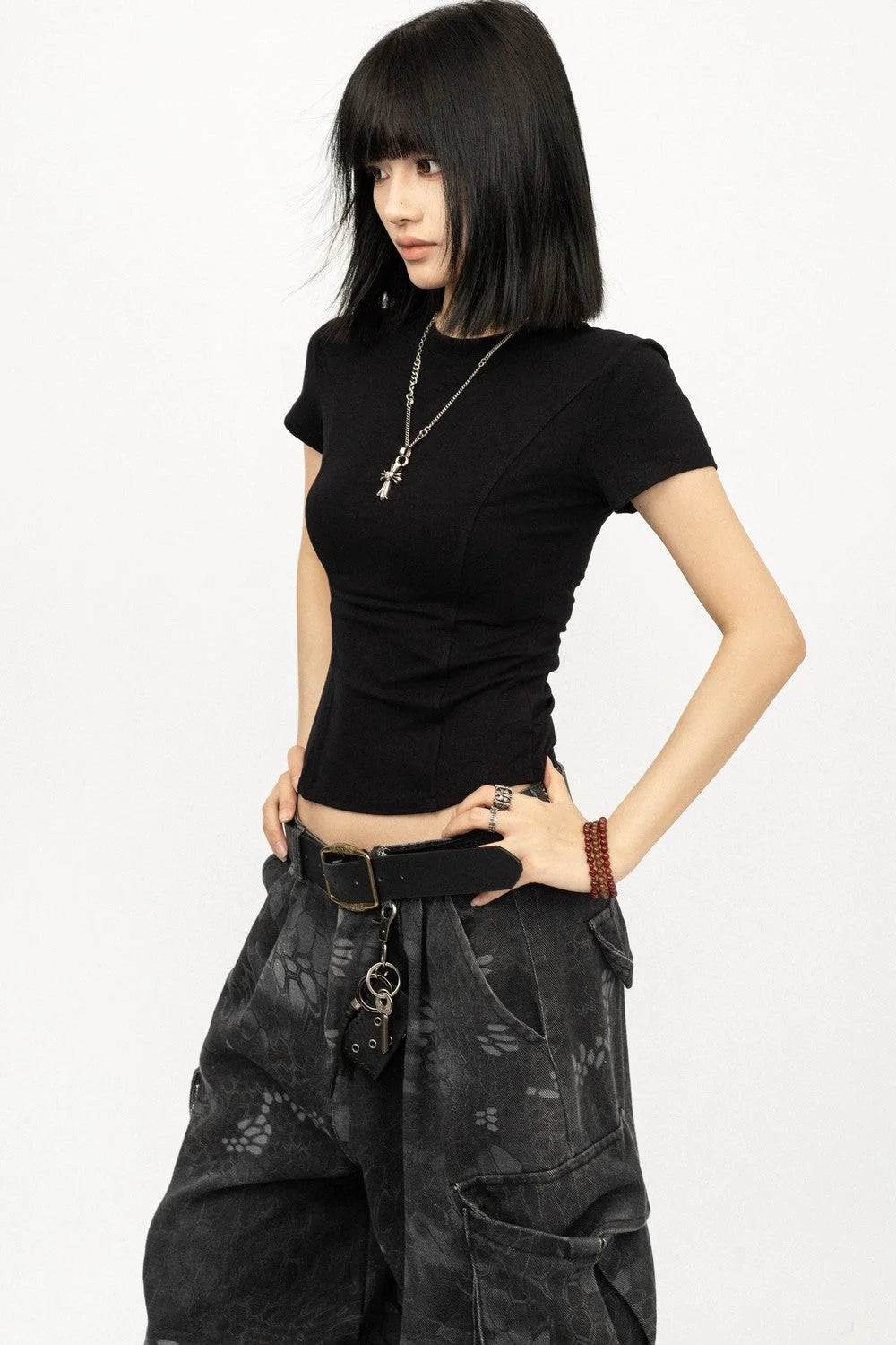 Retro Black Cut Out Top