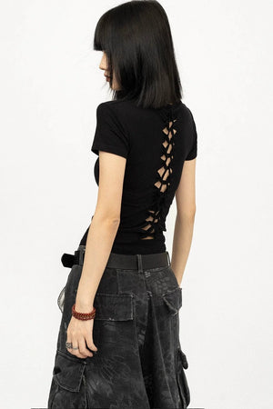 Retro Black Cut Out Top