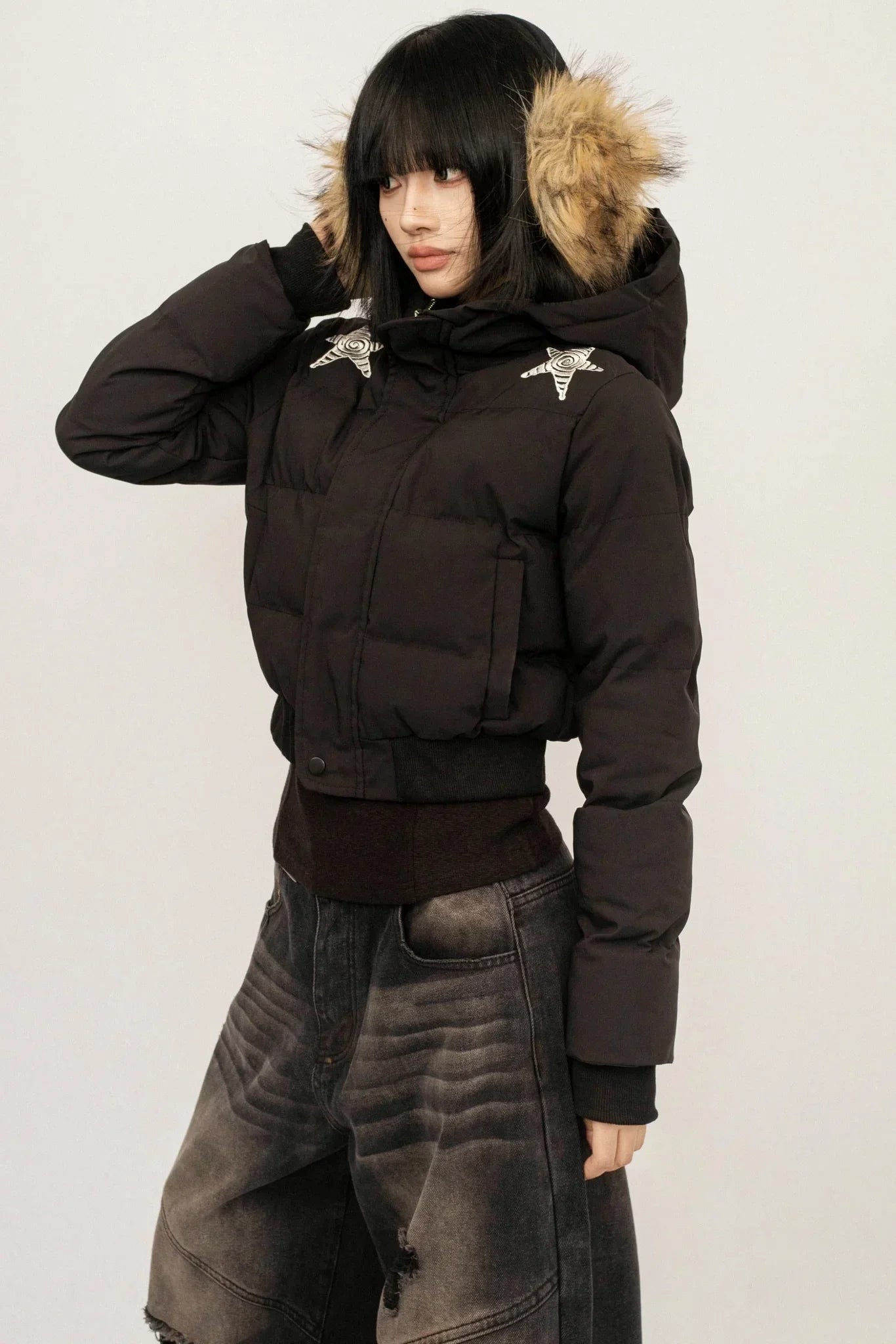 Retro Black Hooded Jacket