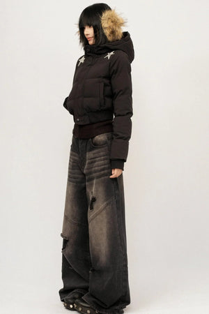Retro Black Hooded Jacket
