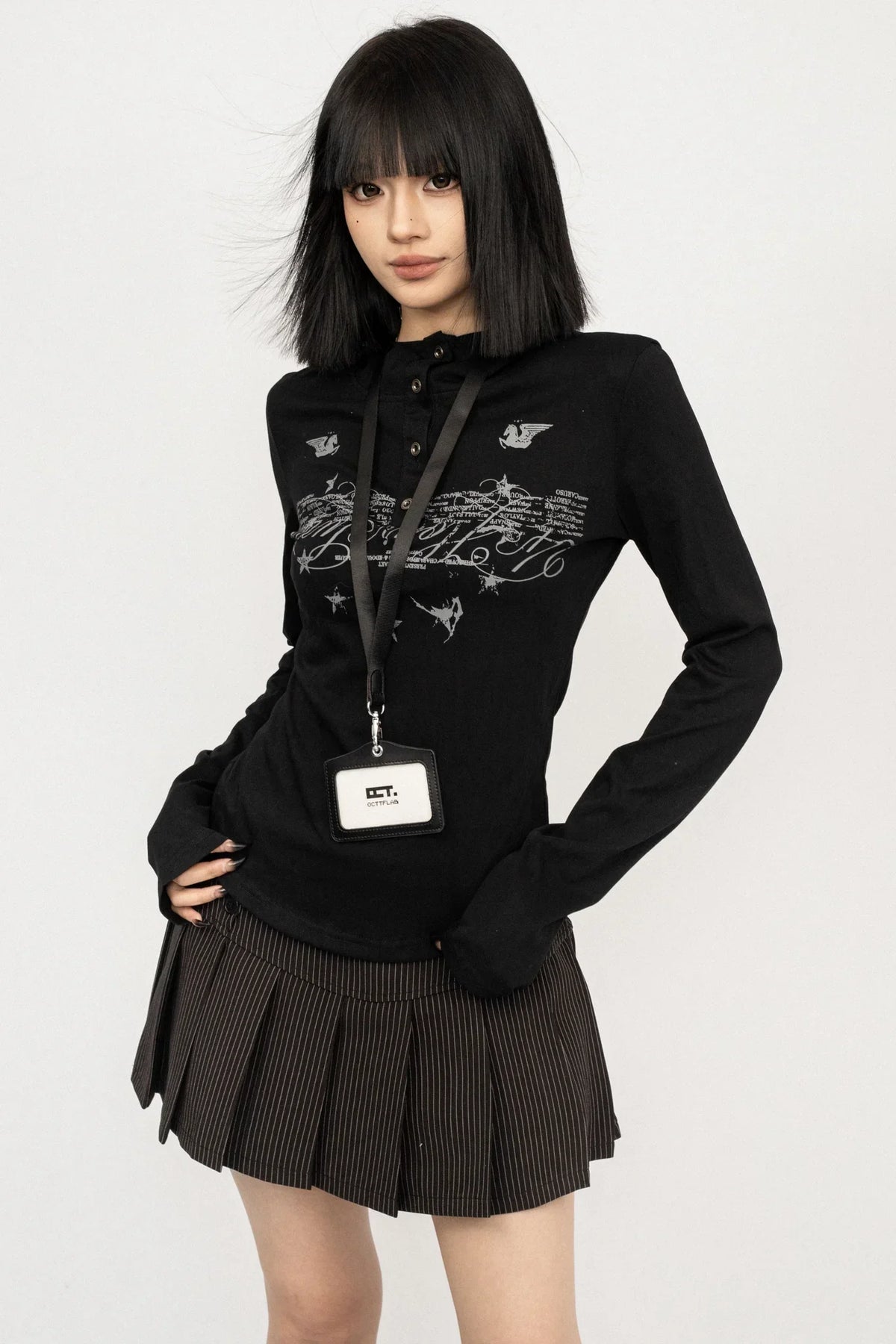 Retro Black Hooded Top