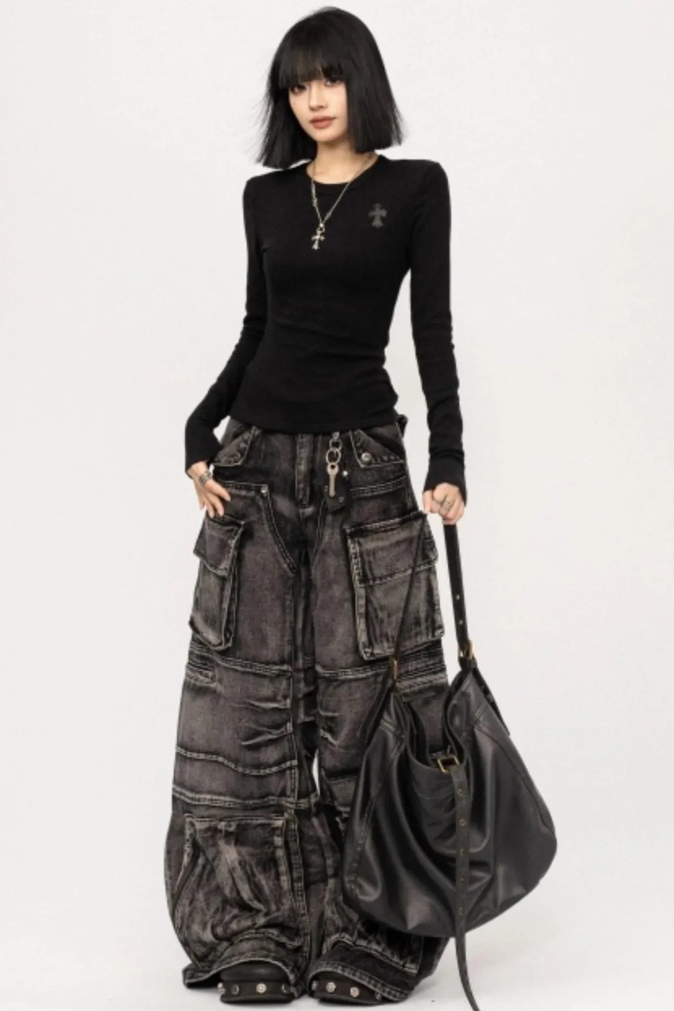 Retro Black Slim-Fitting Top