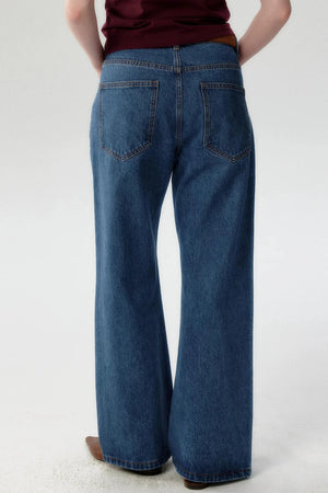 Retro Blue Denim Flared Pants