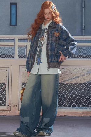 Retro Bow Design High-Waisted Denim Pants