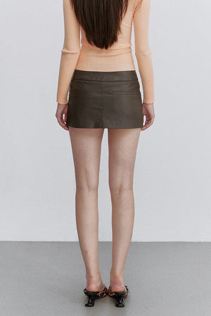 Retro Brown Leather Skirt