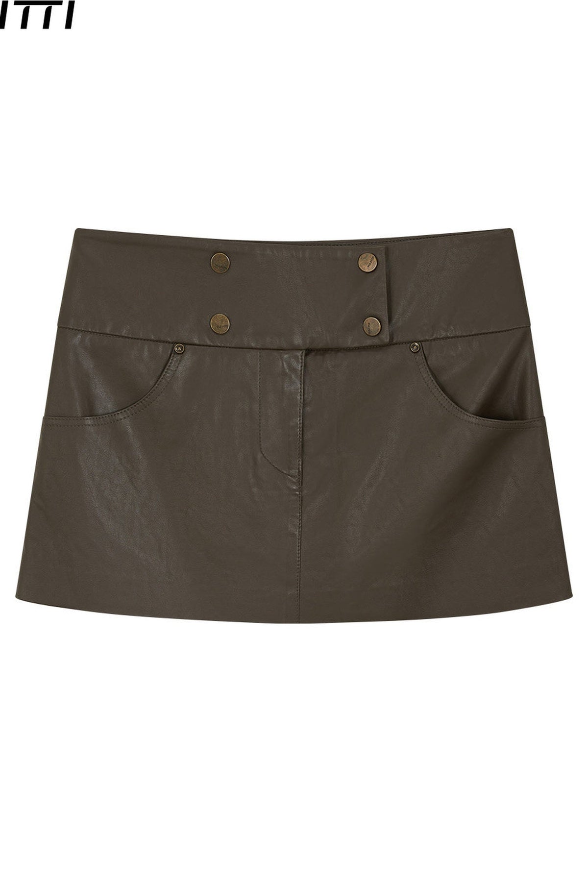 Retro Brown Leather Skirt
