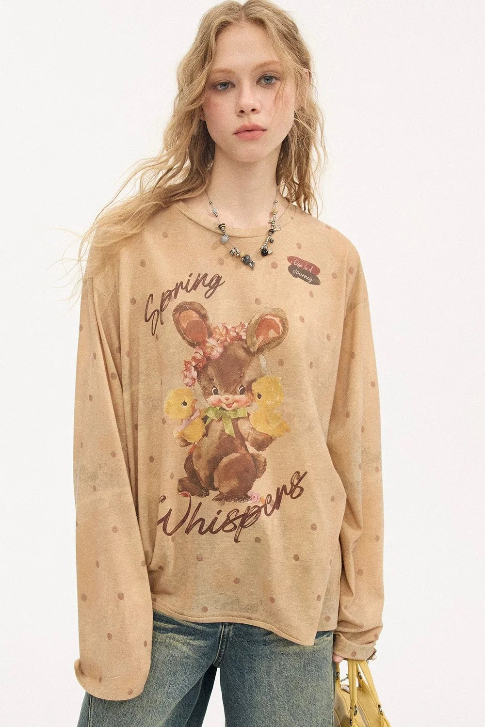 Retro Bunny Polka Dot Long Sleeve Tee