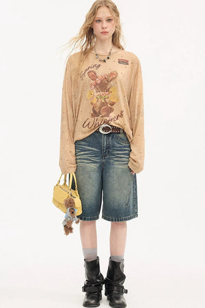 Retro Bunny Polka Dot Long Sleeve Tee