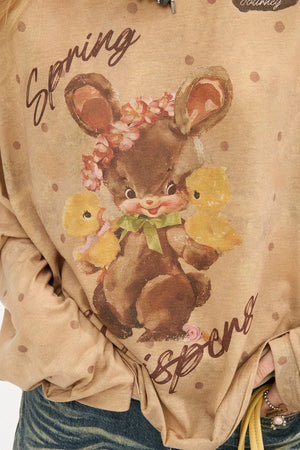 Retro Bunny Polka Dot Long Sleeve Tee