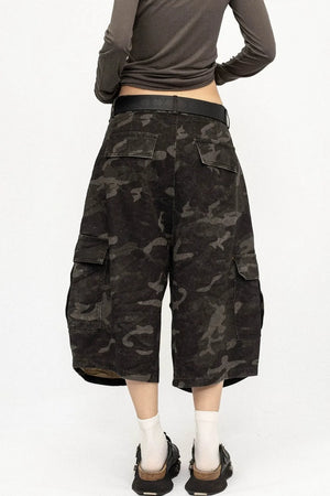 Retro Camouflage Wide-Leg Pants