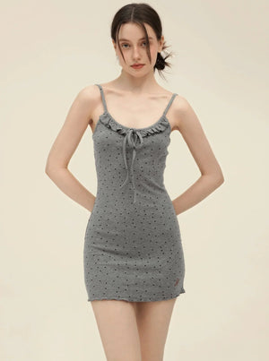 Retro Cardigan With Slim Slip Dress Set-Up