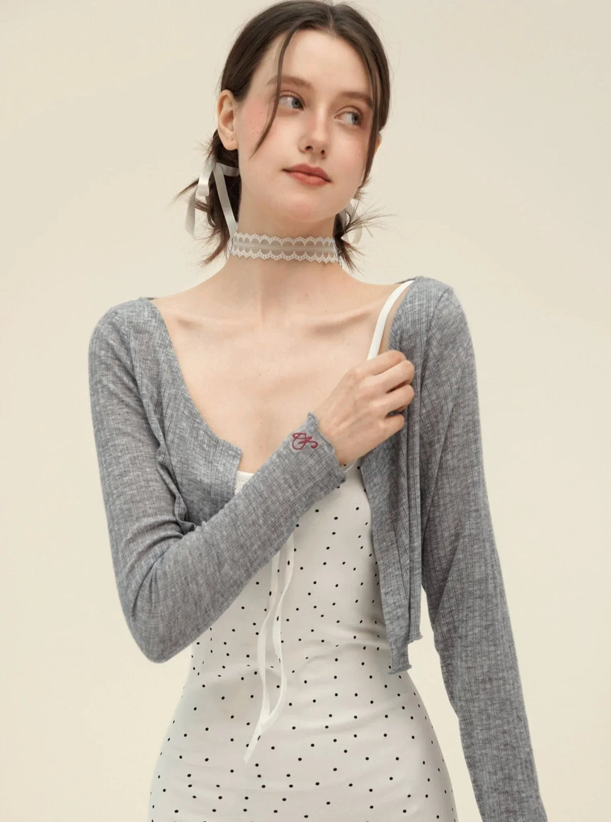 Retro Cardigan With Slim Slip Dress Set-Up