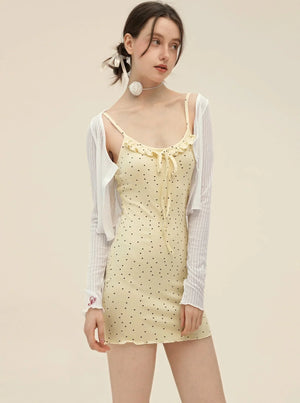 Retro Cardigan With Slim Slip Dress Set-Up