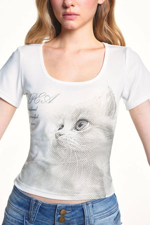 Retro Cat Lyocell Top