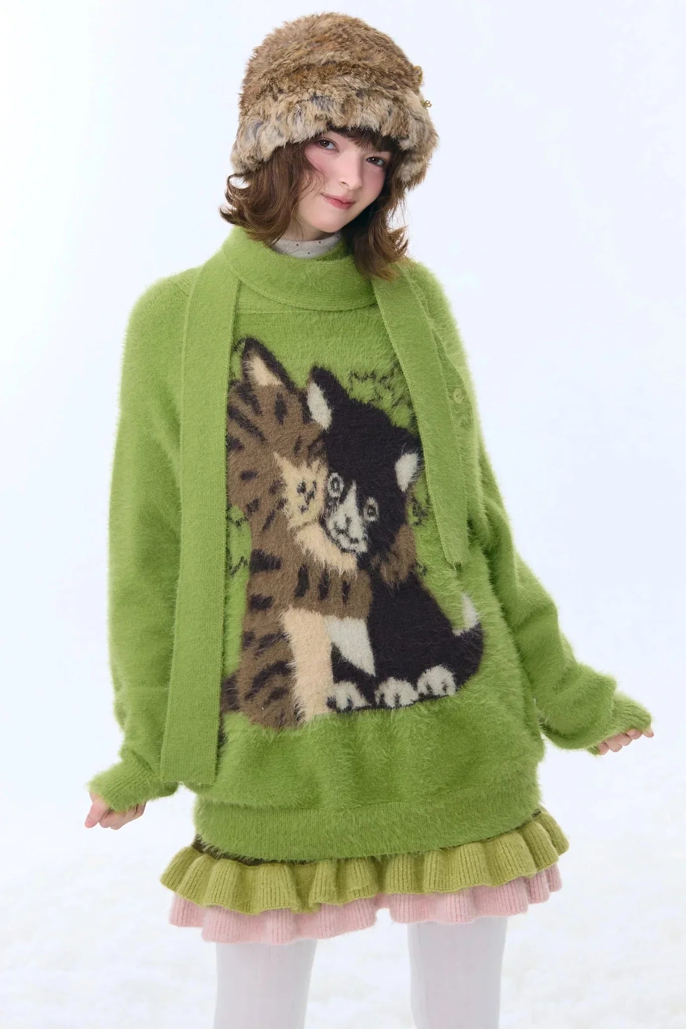 Retro Cat Pattern Sweater
