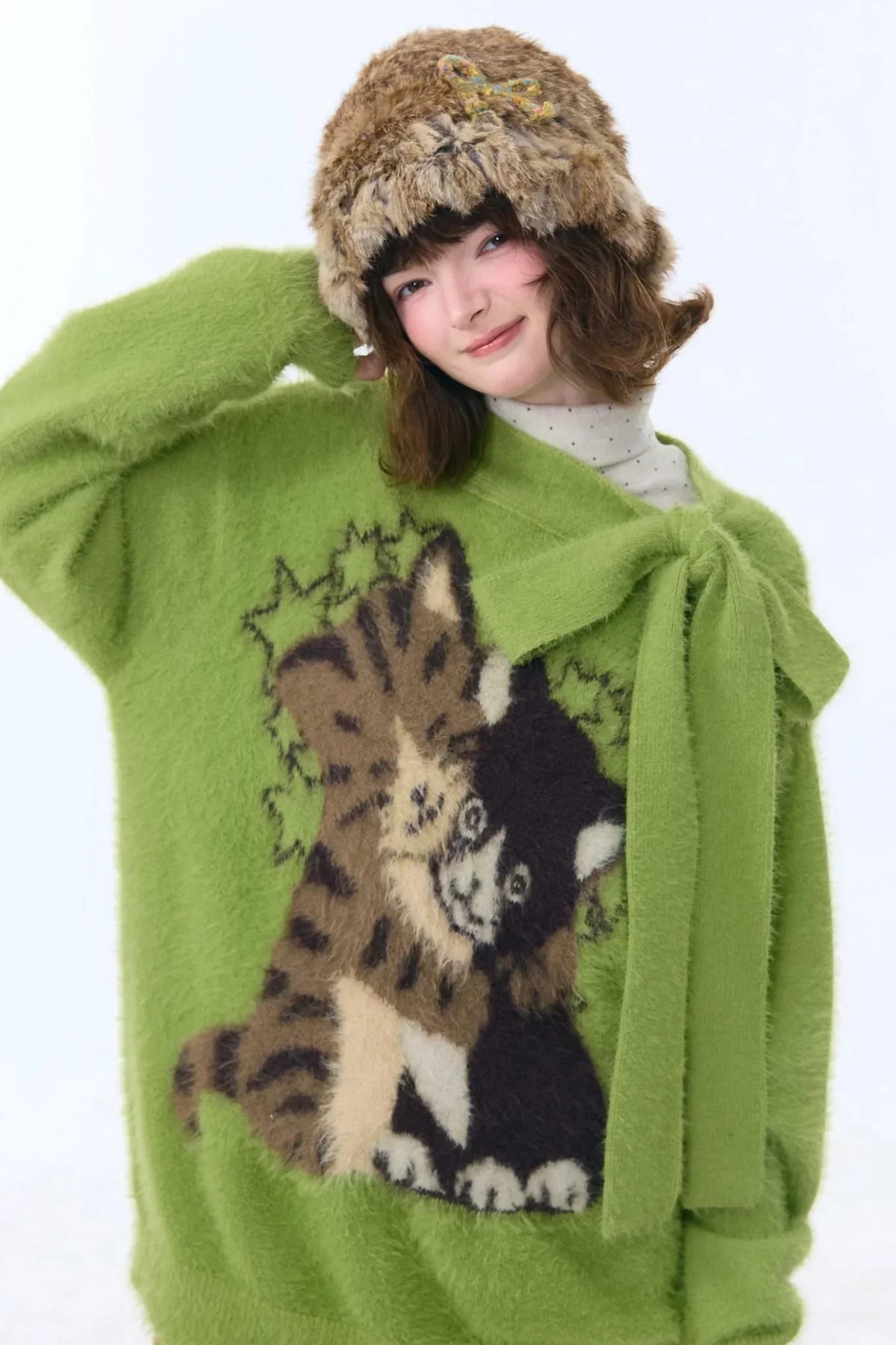 Retro Cat Pattern Sweater