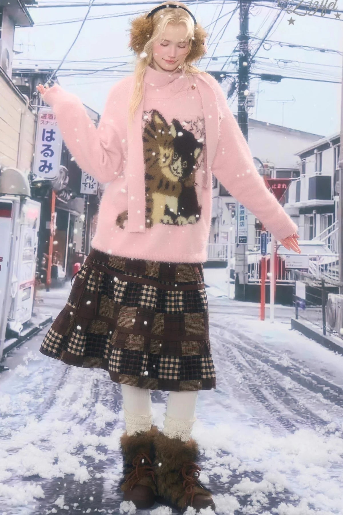 Retro Cat Pattern Sweater