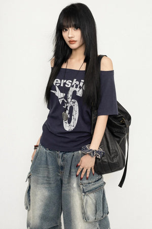 Retro Chic One-Shoulder Spicy Top