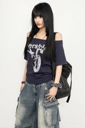 Retro Chic One-Shoulder Spicy Top