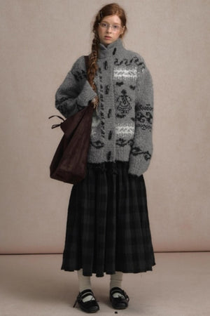 Retro Collegiate Knitted Cardigan
