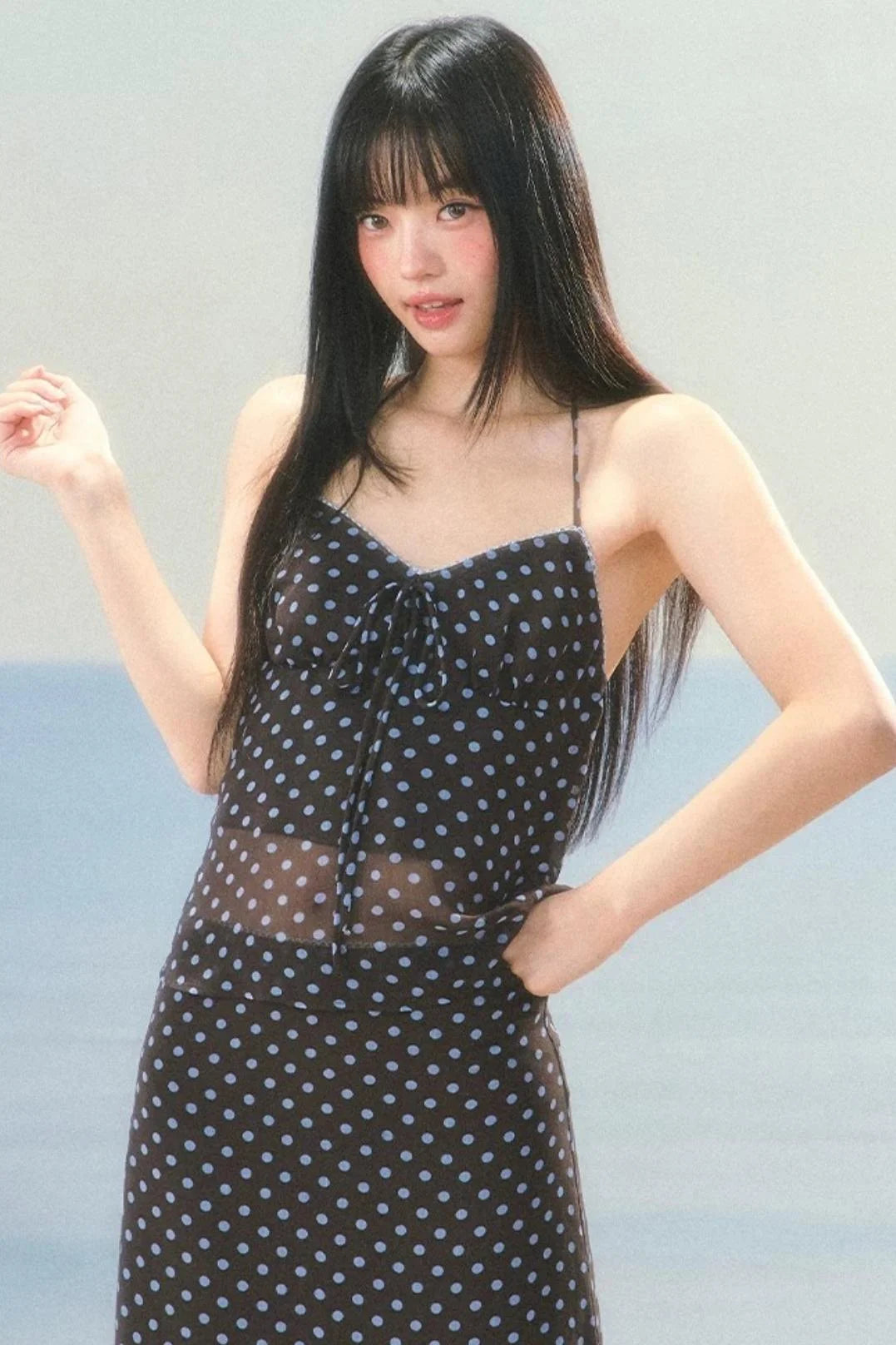 Retro Contrast Polka Dot Camisole Set-Up
