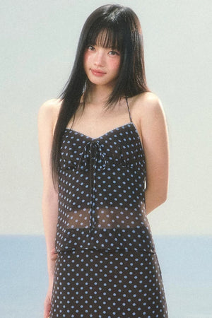 Retro Contrast Polka Dot Camisole Set-Up