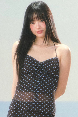 Retro Contrast Polka Dot Camisole Set-Up