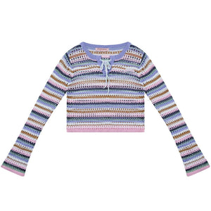 Retro Contrast Stripe Sunscreen Top