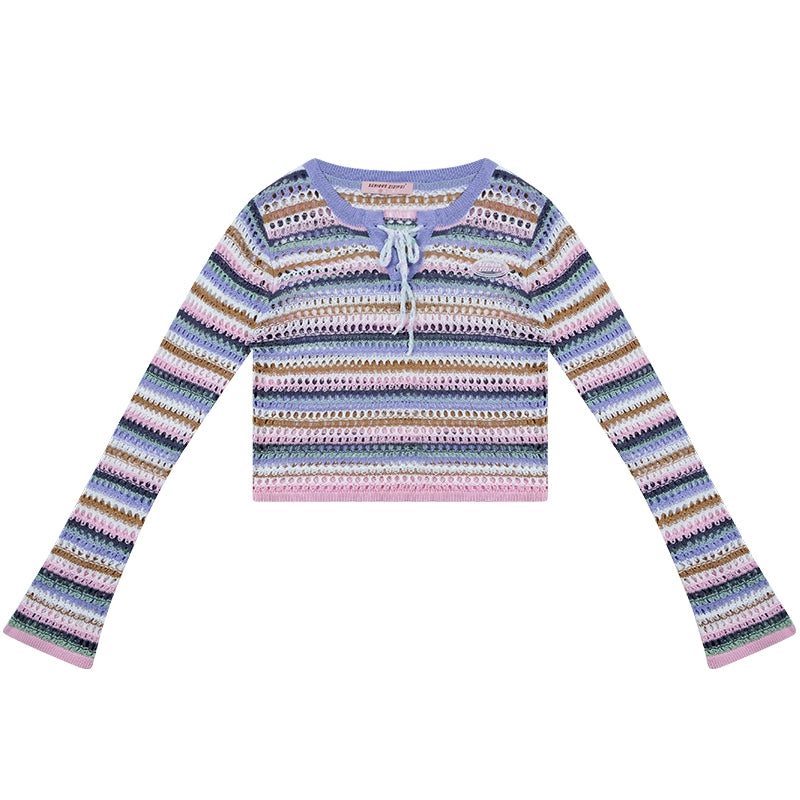Retro Contrast Stripe Sunscreen Top