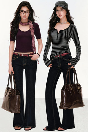 Retro Cow Slim Flare Jeans