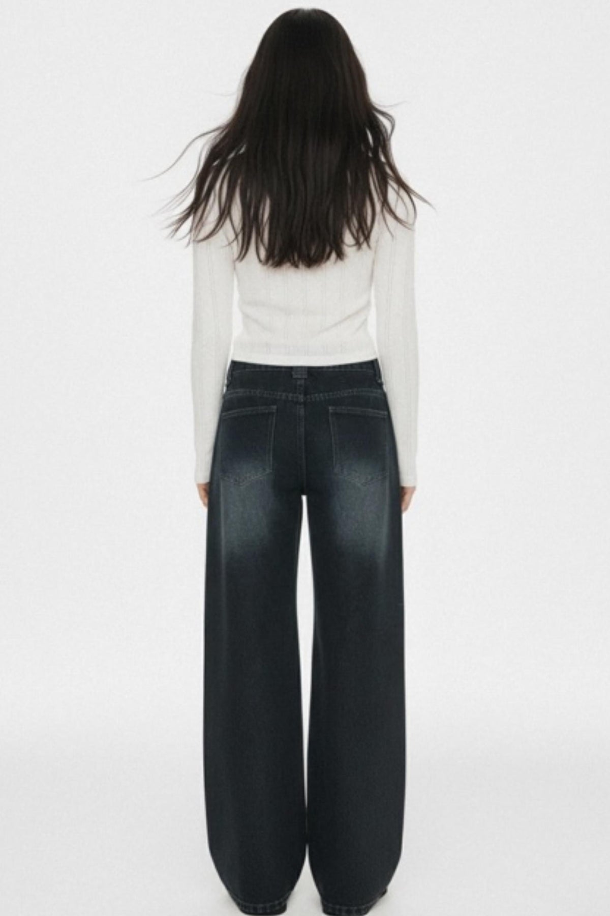 Retro Dark Blue Wide-Leg Jeans