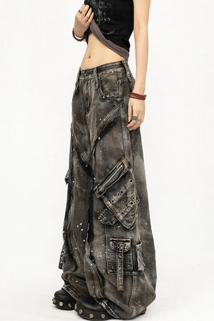 Retro Deconstructed Loose Denim Pants
