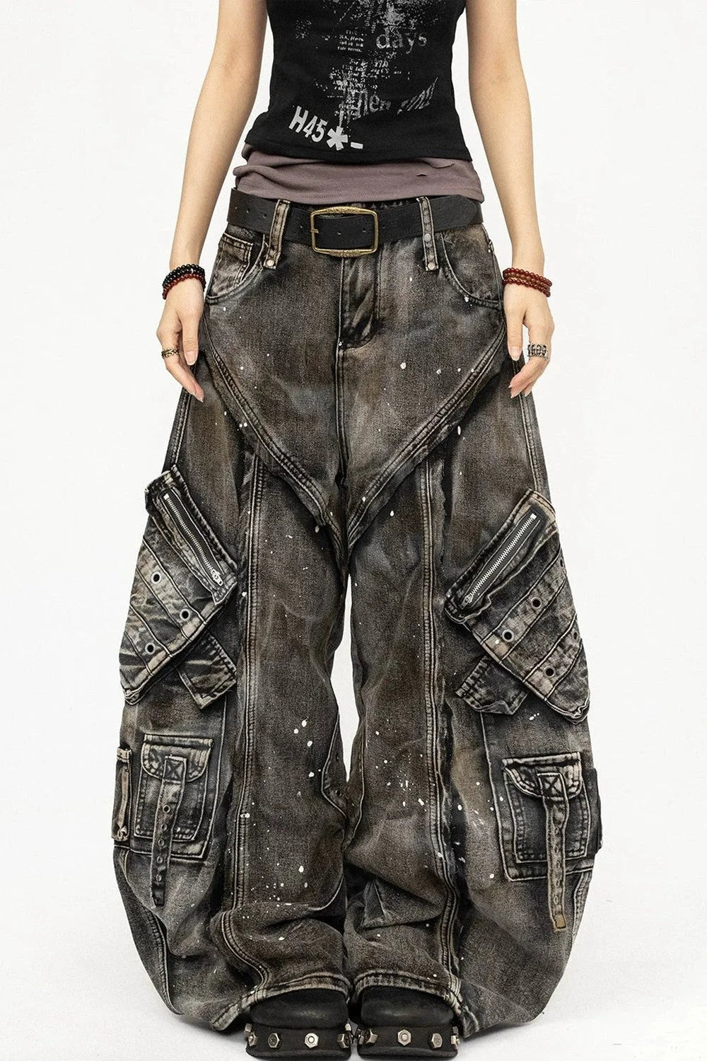 Retro Deconstructed Loose Denim Pants