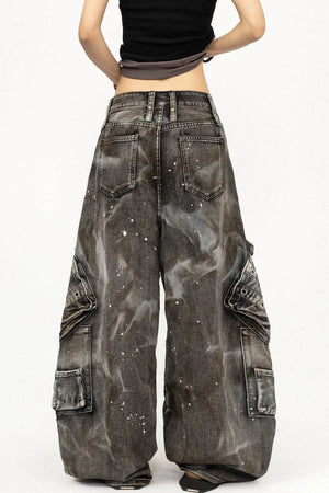 Retro Deconstructed Loose Denim Pants