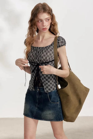 Retro Denim A-Line Skirt