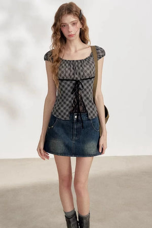 Retro Denim A-Line Skirt