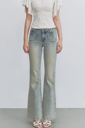 Retro Denim Flared Jeans
