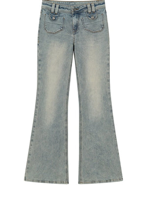 Retro Denim Flared Jeans