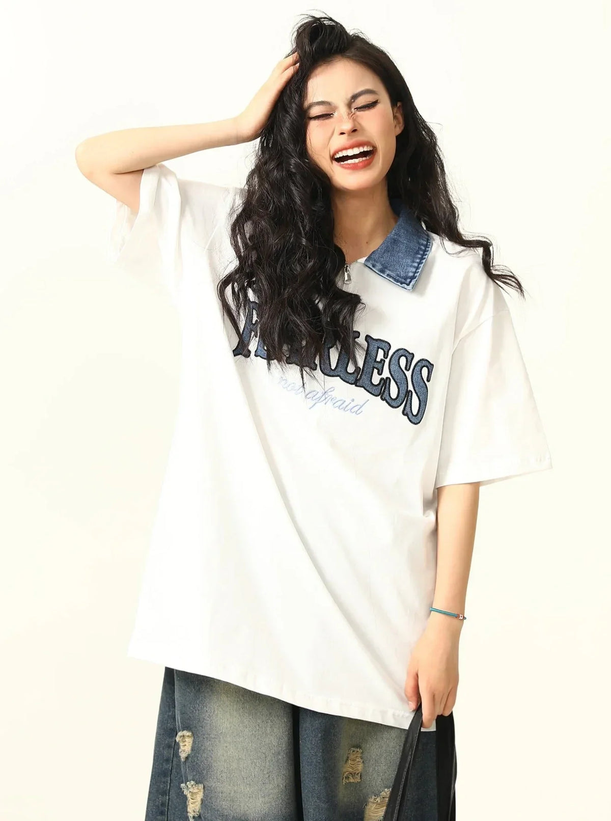 Retro Denim Polo T-Shirt