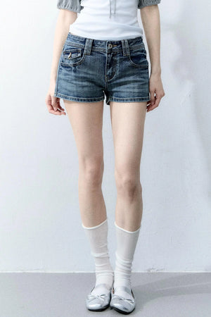 Retro Denim Straight-Leg Shorts