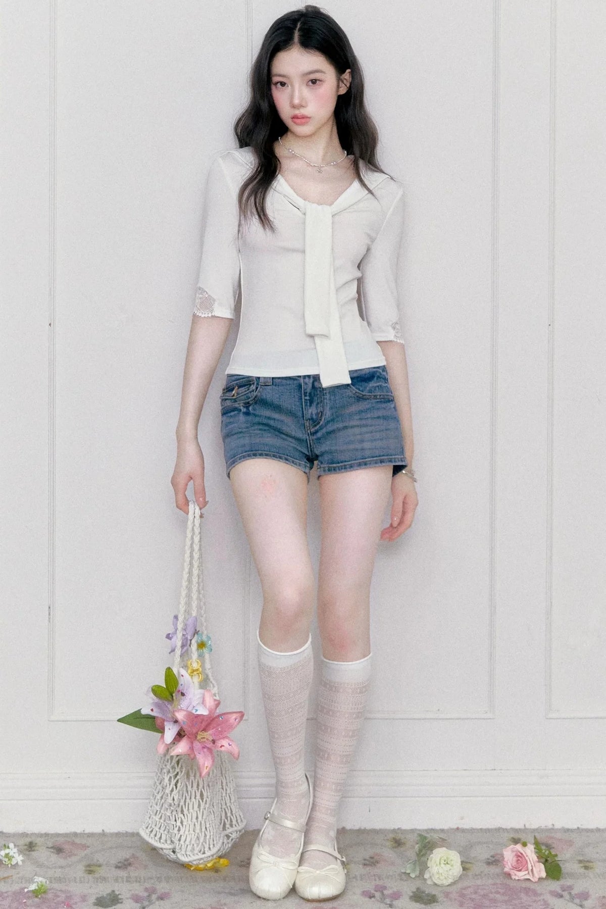 Retro Denim Straight-Leg Shorts