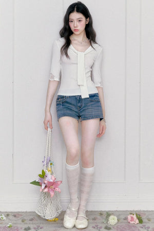 Retro Denim Straight-Leg Shorts