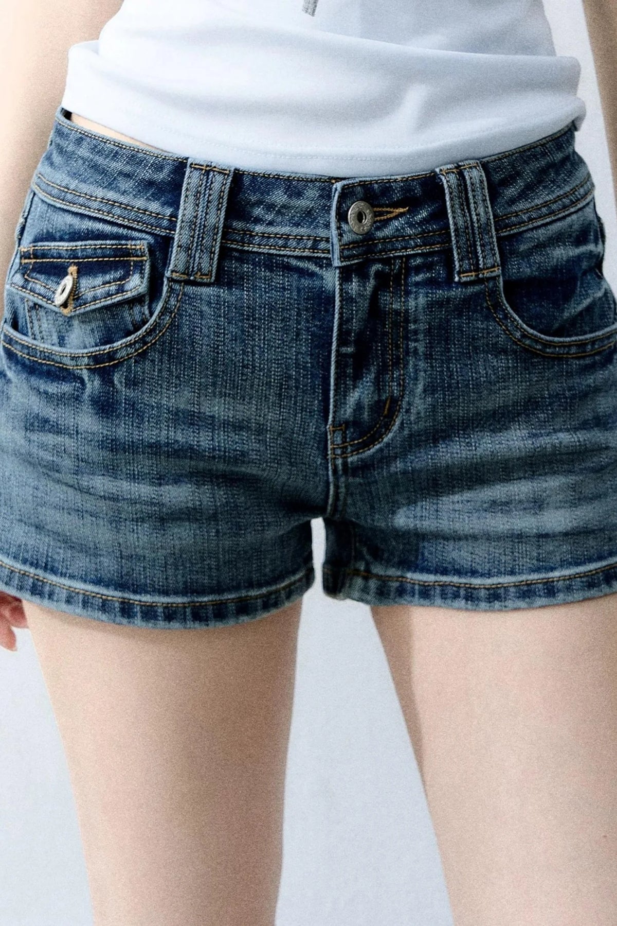Retro Denim Straight-Leg Shorts